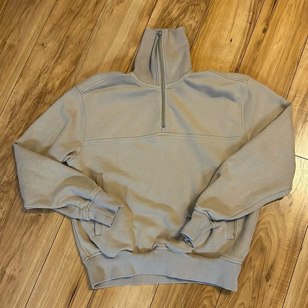ZYIA Tan Quarter Zip Cowl Pocket Jacket Pullover